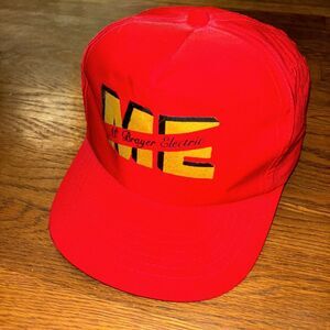 VTG ME McBrayer Electric WV‎ Hat Cap YoungAn Snapback Red Gold 90s Retro
